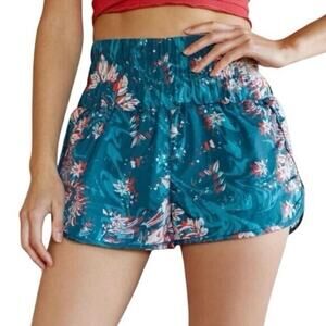 Free People FP Women Small‎ The Way Home High Rise Athletic Shorts Green Floral